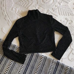 I.AM.GIA Black Velvet Crop Top w/ Silver Studs